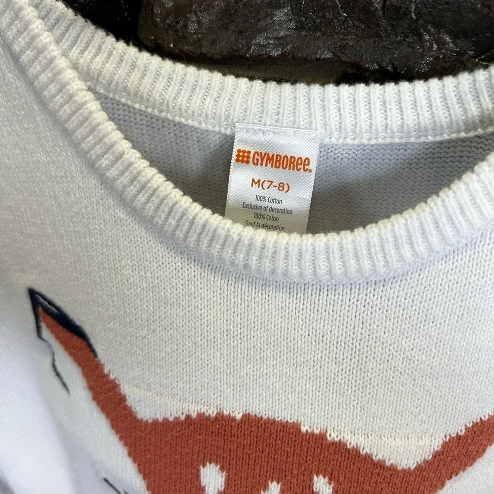 Gymboree White and Pink Fox Sweater Dress